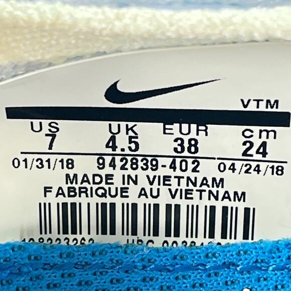 Nike Free RN Flyknit 2018 Hydrogen Blue Running Shoes 942839-402 Women's Size 7 - Picture 10 of 11